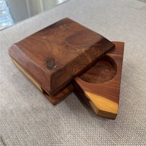 Vintage Handcrafted Wooden Secret Stash Box with Hidden Drawer‎